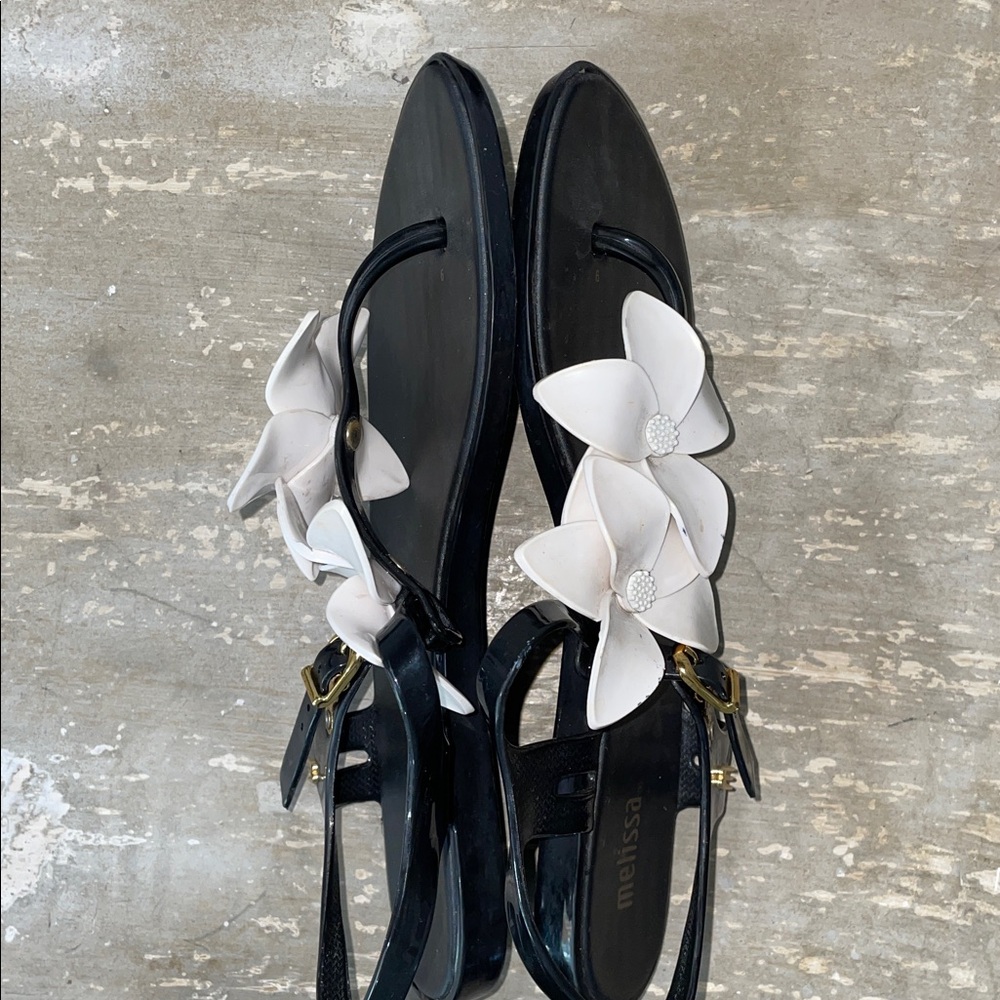 Melissa Black and White Floral Sandals - Picture 8 of 8